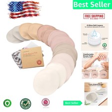 Organic Bamboo Nursing Pads - 14 Washable Soft Absorbent Pads for Mothers