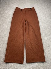 VTG Carolina Herrera New York Trousers Pants Women 30x28 Orange Wool Wide Leg