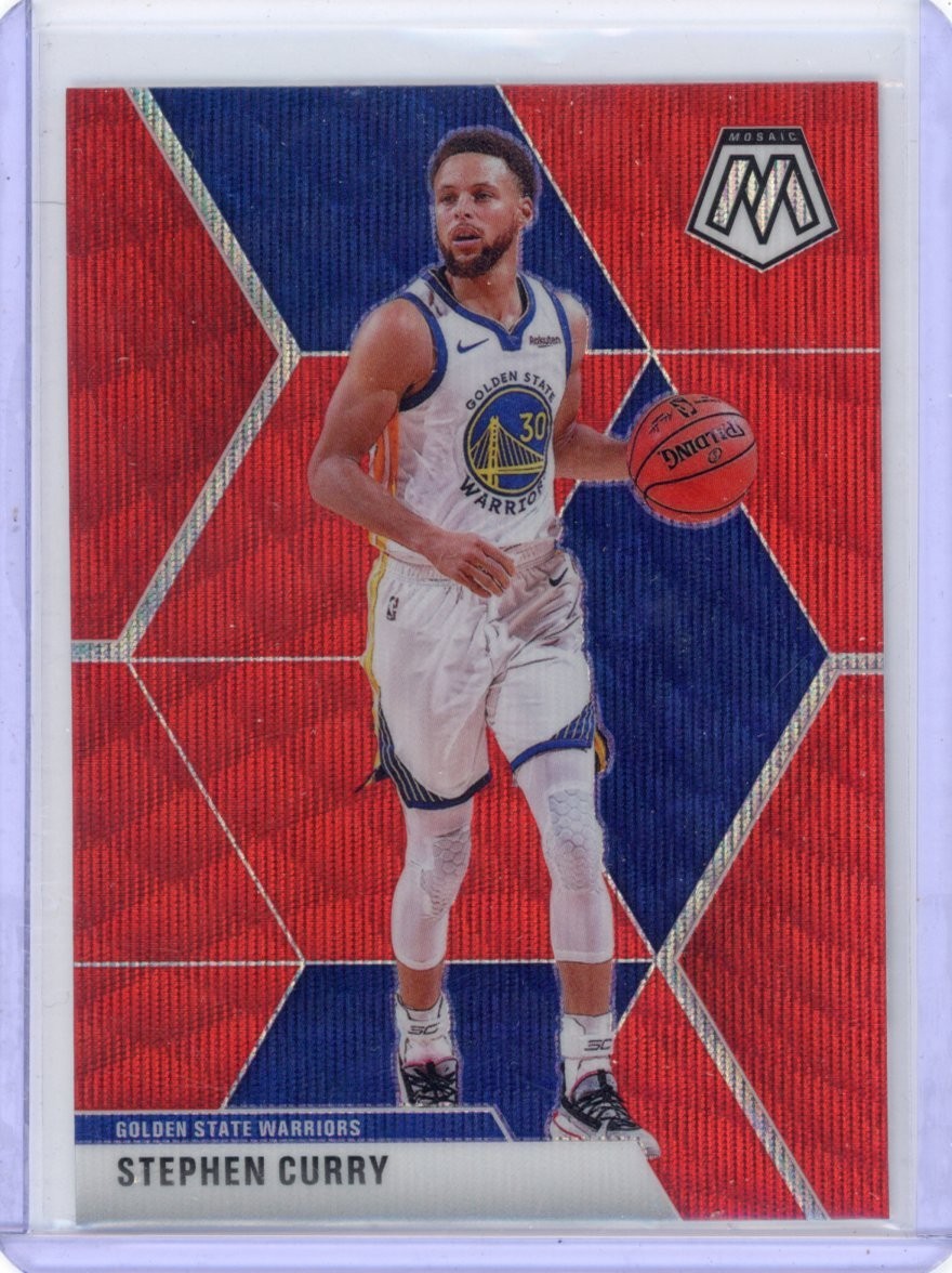 Stephen Curry 2019-20 Mosaic Red Wave Prizm #70