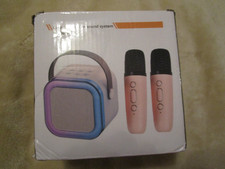 Portable Wireless Mini Karaoke Machine with 2 Microphones Bluetooth Speaker NEW 