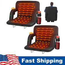 25 Extra Wide Heated Stadium Seat Cushion Back Support 3-Level Heating Massage