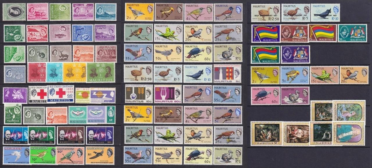 Mauritius QEII 1953 - 1968 Sets etc MM, some MNH. Cat approx £265