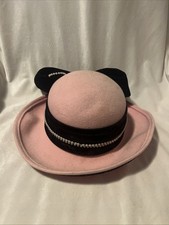 Vintage Elegant Pink Black Derby Hat from Deborah New York