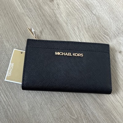 MICHAEL KORS Jet Set Sm Zip Wallet/Card Case 38R4GJ6D5L Black MSRP $128