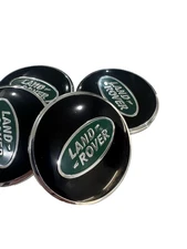 Set of 4 Land Rover Wheel Center Caps Black w/Chrome trim Glossy 62mm