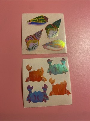 Set Of 2 Pearly Sea Shells/Crabs Sticker Mods 2x2 Inches Each