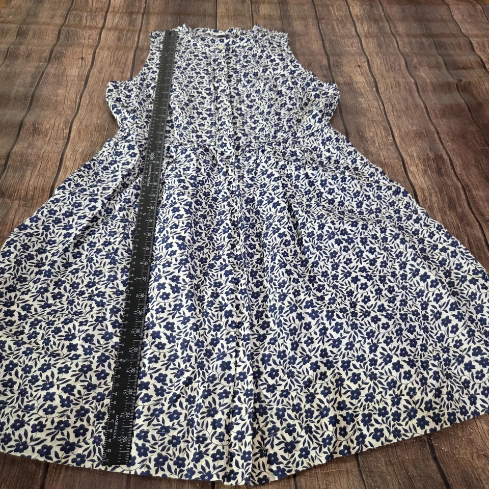 J.Crew Dress Womens 10 White Blue Floral Shirt Dress Linen Cotton Pockets - Image 4 of 4