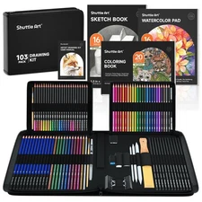 103 PCS Drawing Kit, Professional Drawing Supplies with Sketch, Charcoal, Col