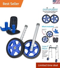 8in Walker Wheel Kit with FlexFit Ski Glides Blue for Most Standard Walkers