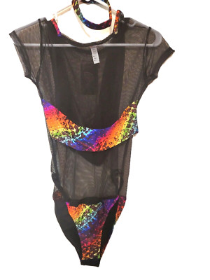 Size Medium/Large (6-9) Forplay Hooded Sheer Mesh Bodysuit with Matching Choker