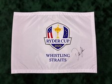 Dustin Johnson Signed 2020 Whistling Straits Ryder Cup Golf Pin Flag +Dealer COA