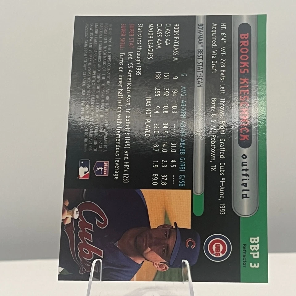 1996 BROOKS KIESCHNICK Bowman's Best Refractor #3 Chicago Cubs (1661) - Image 2 of 2
