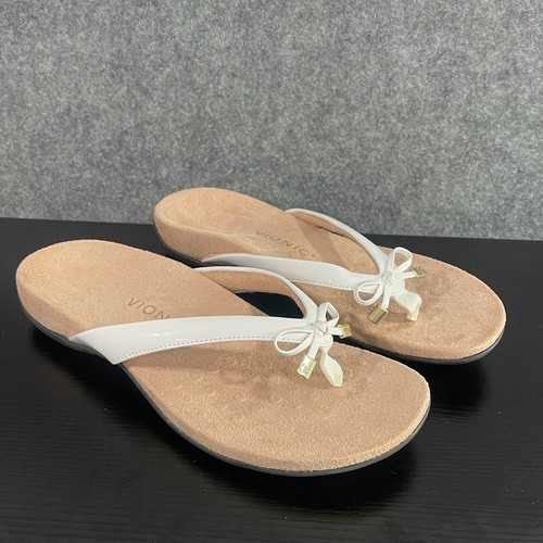 Vionic Bella Sandal Women 9.5 White Bow Orthotic Thong Comfort Slip On Flip Flop - Picture 4 of 14
