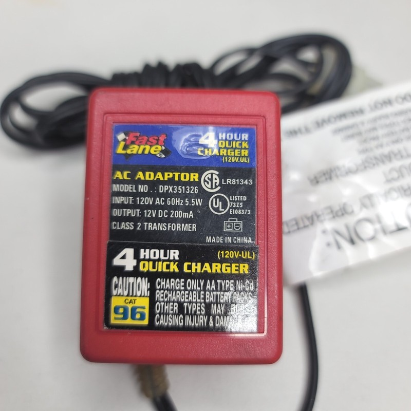 Fast Lane 4 Hour Quick Charger AC adapter NICad 