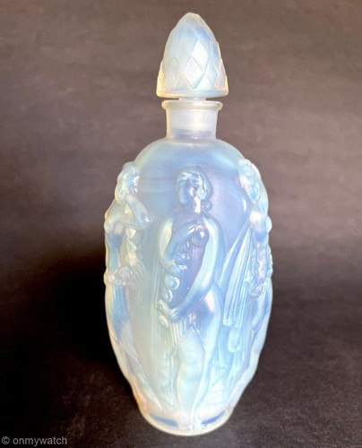 SABINO Vtg SiGNED Opalescent Glass Perfume Bottle FRANCE Gaite Nude Nymph PARIS - Picture 9 of 24
