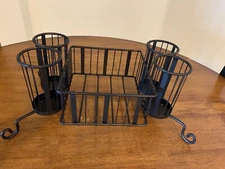 Metal Silverware Utensil Napkin Holder Caddy Buffet BBQ Picnic