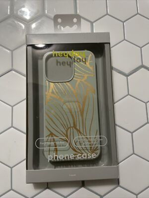 Heyday Hard Shell Phone Case for iPhone 13 Pro Botanical Green Gold Foil Print