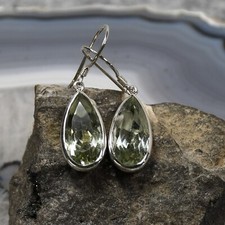 Prasiolith Ohrring, 925er Silber, Edelstein Ohrringe (30013), Edelsteinschmuck