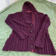 Vintage Gitano Maroon Button Sweater With Hood Medium