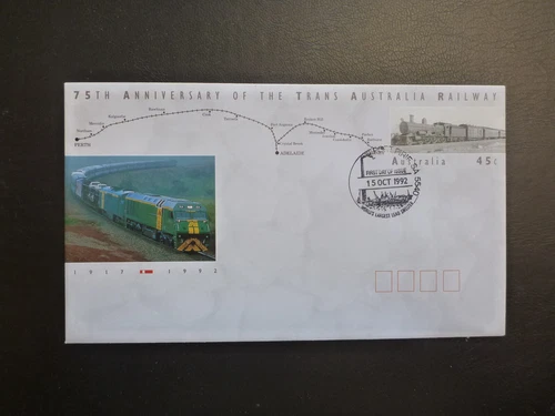 AUSTRTALIA 1992 75th TRANS AUSTRALIAN RAILYAY FDC- PORT PIRIE SMELTER PICT.