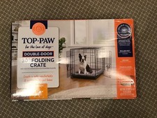 New Top Paw  30" Double Door Colapsable Wire Dog Crate W/ Divider Panel  Tray