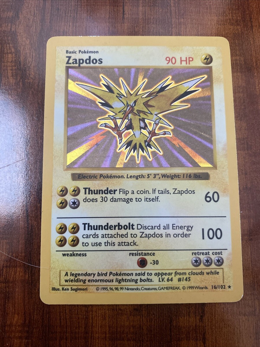 Zapdos Shadowless Pokemon Card サンダー 海外 英語版 サンダー