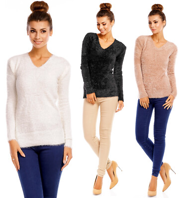 Women's sweater long sleeve sweatshirt knitted sweater oversized fluffy XY603 