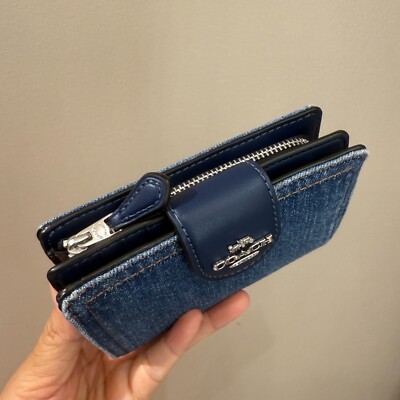 【COACH】デニム〇Medium Corner Zip Wallet☆2つ折り財布 CAO96 Coach Medium Corner Zip Wallet CAO96, denim/Silver/Indigo | eBay