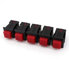 5Pcs Red Honyone PB04A 2Pin ON-OFF Maintained SPST 1NO Square Push Button Switch