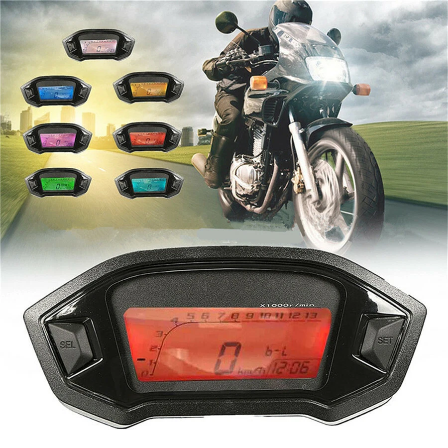 Moto LCD Digital Velocímetro Odómetro LED Retroiluminación Sensor de Velocidad Engranaje N-5 Foto 3 de 4