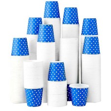 [300 Pack] 3 oz Paper Cups, Blue Mouthwash Cups, Disposable Bathroom Cups, Co...