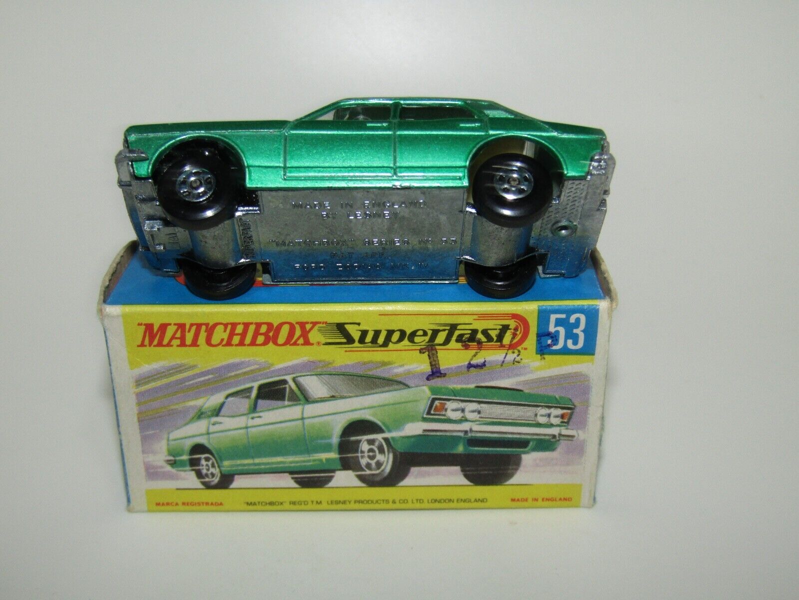 Matchbox Superfast No 53 Ford Zodiac Very Rare HIGH ARCHES Small Wheels NMIB
