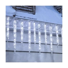 Minetom Icicle Lights Outdoor with Clips, 24.6ft 100 LED 20 Tubes Twinkling C...