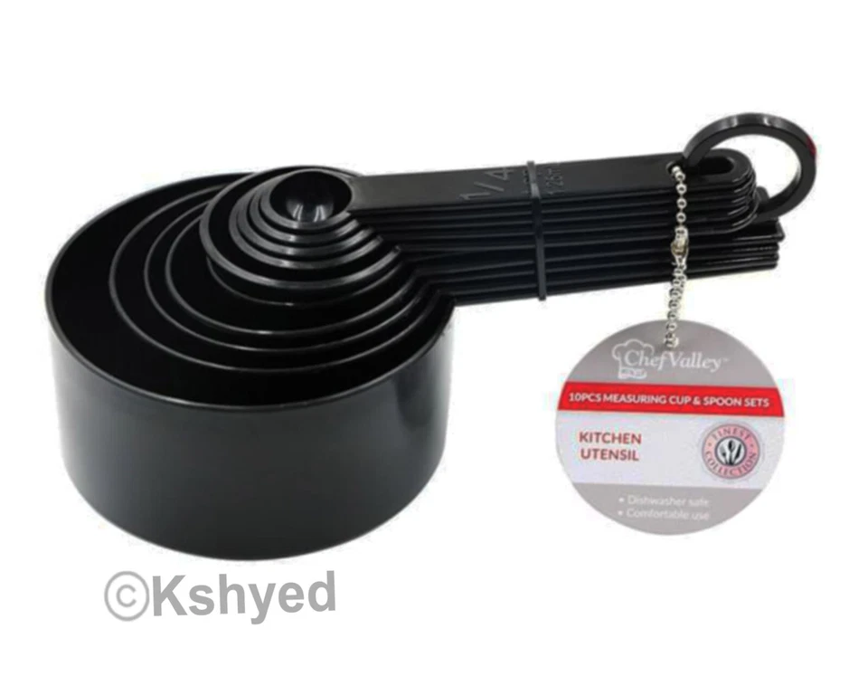 Juego de 10 tazas medidoras de plástico cuchara de cocina para hornear herramientas de cocina, color AST Foto 3 de 4