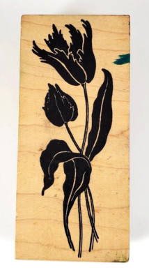 Magenta- Parrot Tulip-Flowers Wood Mounted Rubber Stamp