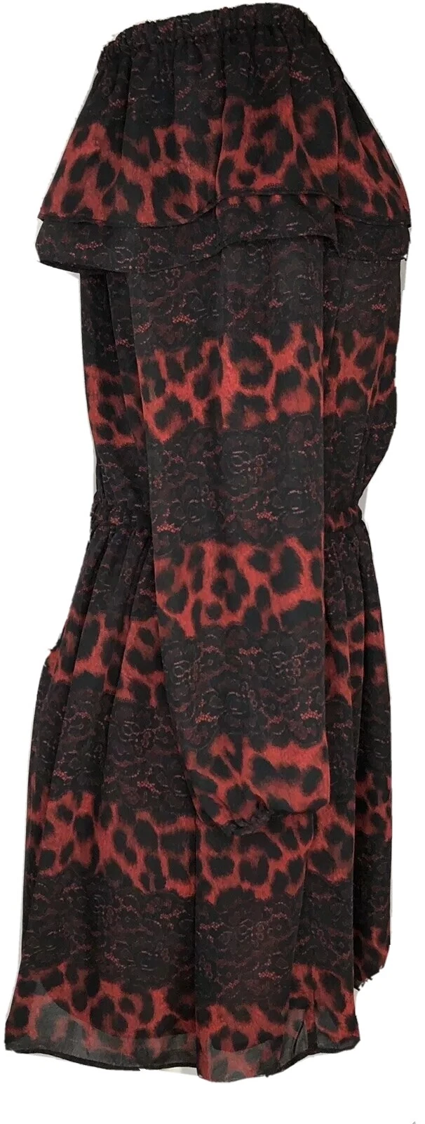 Abito donna Michael Kors taglia grande spalle scoperte colore rosso ciliegia e nero