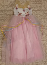 Pink Rainbow Unicorn Girl Dress Party Birthday Princess FlowerTulle 8-9 Years