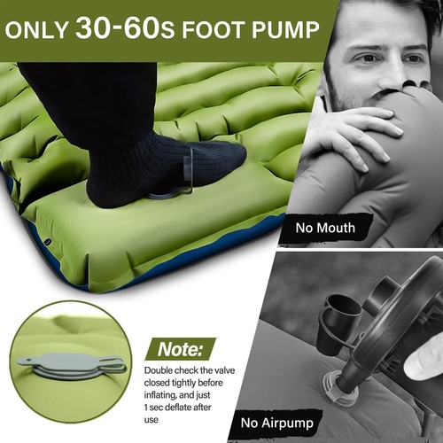 Camping Sleeping Pad, Ultralight Camping Mat with Pillow Built-in Foot Pump Infl - Picture 6 of 8