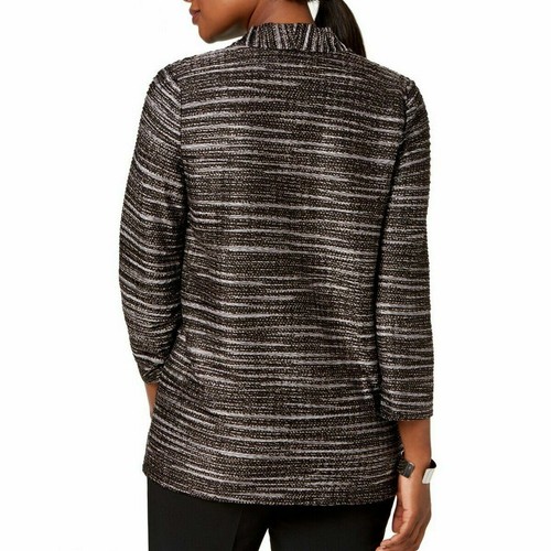 Kasper Women's Silver Lining Open Front Cardigan in Black/Multi Size S RRP$89 - Picture 2 of 3