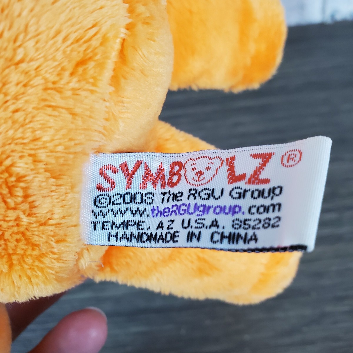 Symbolz 2006 Arizona Teddy Bear Orange Plush Bean Filled Stuffed