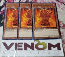3x (M/NM) Barrier Statue of the Inferno MAGO-EN113 Gold Rare 1st Edition YuGiOh
