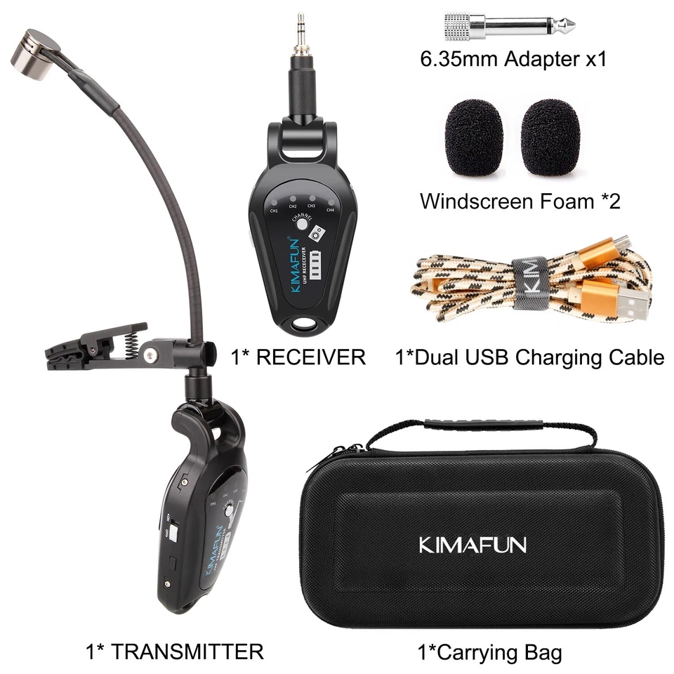 Wireless Saxophone Microphone system clip on Sax Tuba Trumpet Instrument 2.4G - Image 4 of 4