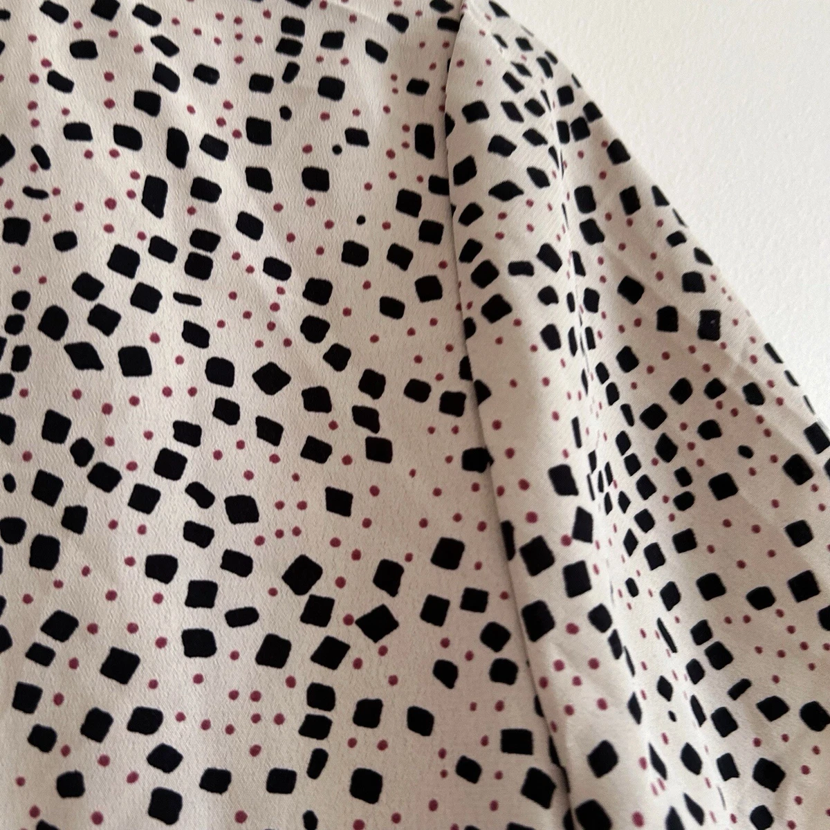 Vero Moda Boxy Top Blouse Abstract Retro Print Tshirt Summer Polka Dot