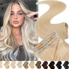 CLEARANCE 100 Human Hair Extensions Clip In Real Remy Hair FULL HEAD US Caramel