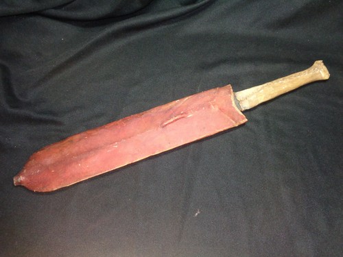 Antique African Hunting/Utility Knife Steel Wood Rawhide Maasai Seme Yoruba Ida
