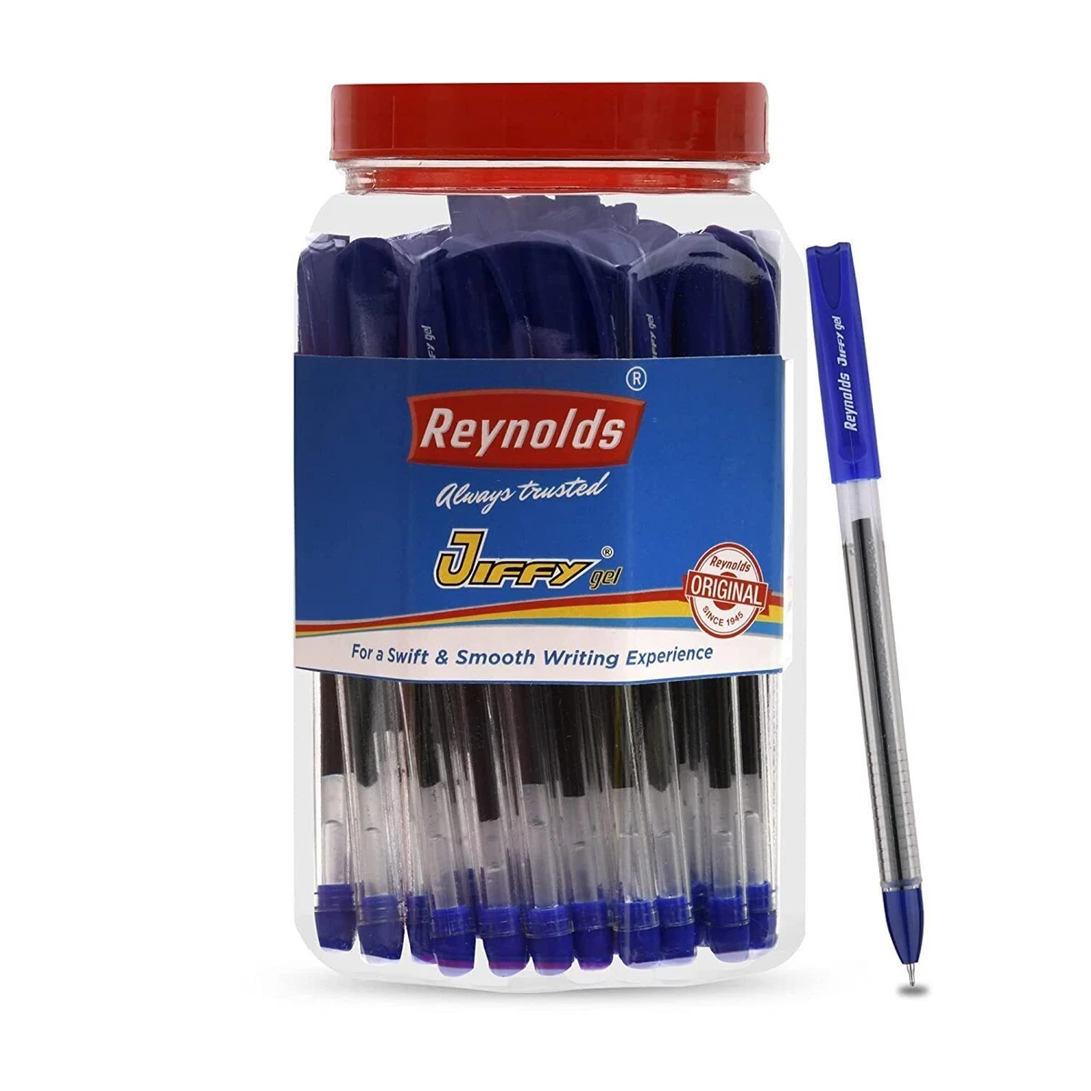 Reynolds JIFFY GEL 50 Pens Jar Blue Gel Pen For Student Good