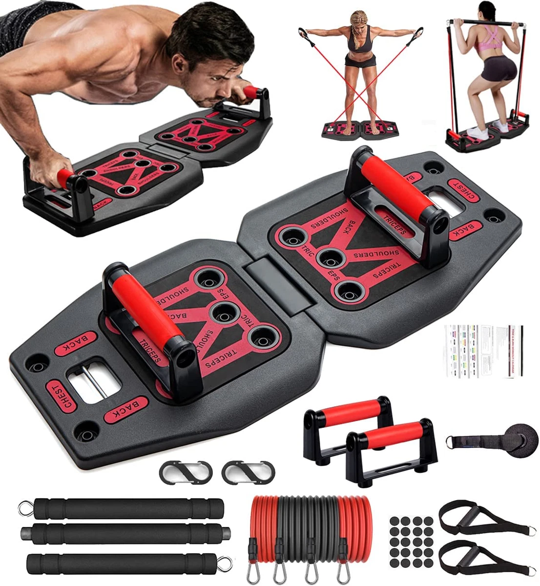 Home Gym Exercise Equipment - Portable Workout System 17 Fitness Accessories  9 I