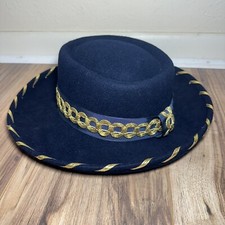 Vintage Toucan Collection 100 Wool Hat Black Gold Tone New York 7 1/4