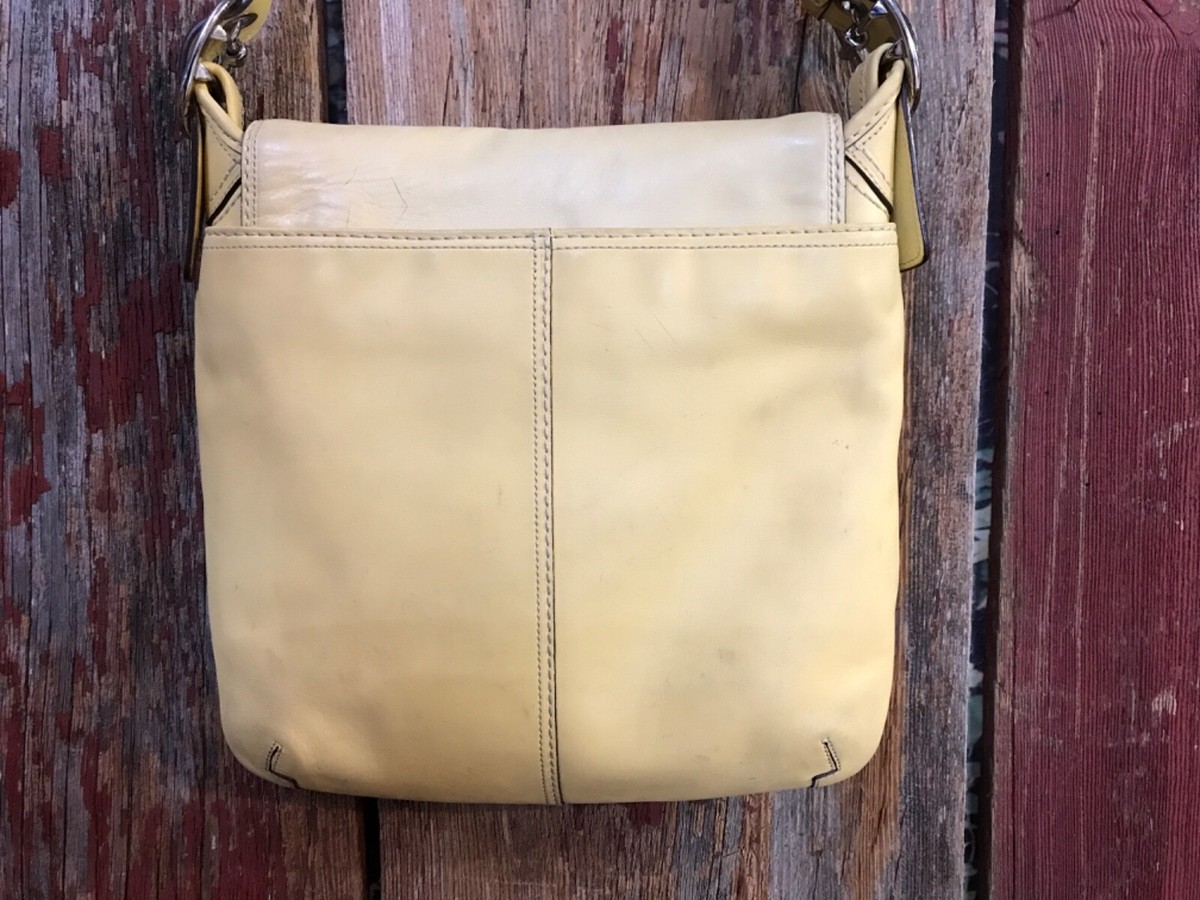 バッグ Vintage Coach Bleecker Bucket Bag Yellow Coach F13353 MEDIUM Vintage Bleecker Light Yellow Leather