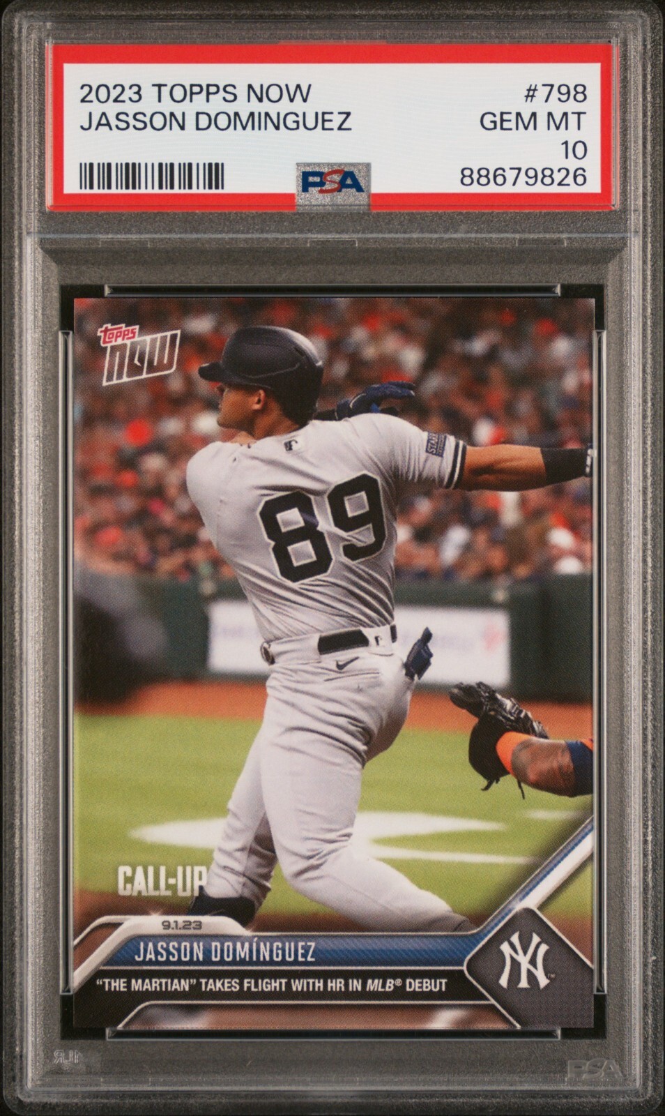 Jasson Dominguez Yankees MLB Debut HR 2023 Topps Now Rookie #798 PSA 10 Gem Mint